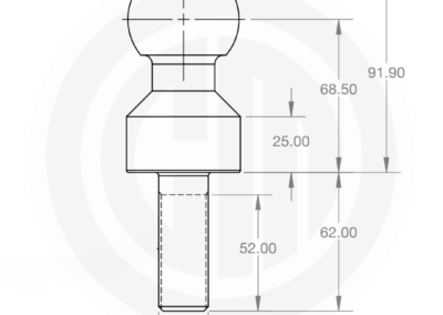 High Shoulder Tow Ball Couplemate Engineering Drawing