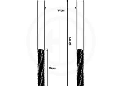 Couplemate 50mm 45mm sqaure trailer u-bolt dimensions M16x2 5/8 inch unf