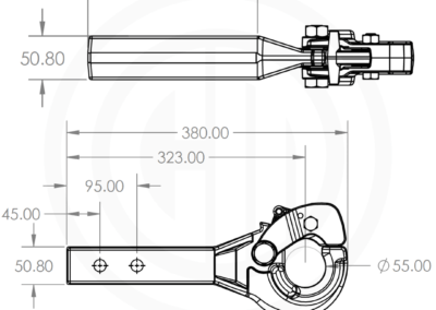 Engineering schematic of the Couplemate CM535 pintle hook tow bar receiver hitch