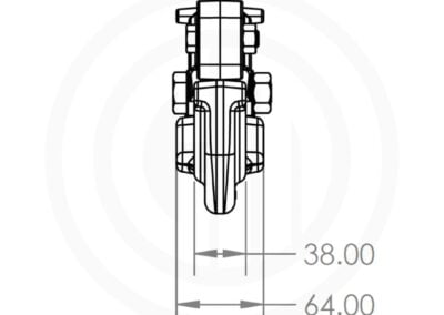 Engineering schematic of the Couplemate CM535 pintle hook tow bar receiver hitch front view