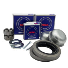 High quality Japanese NSK bearings to suit 2.25T Australian style axles. Included with standard seals, dust caps , axle nuts, washers and split pins.