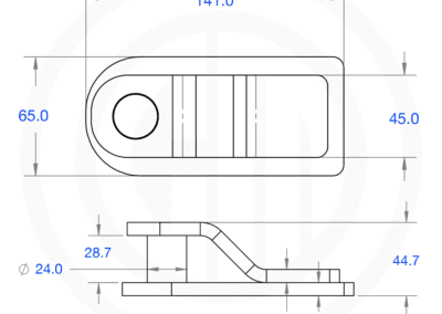 Engineering technical wireframe of chain holder (mm)