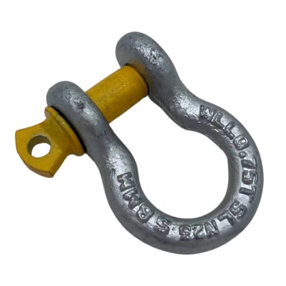 Galvanised bow shackle with yellow 8mm pin